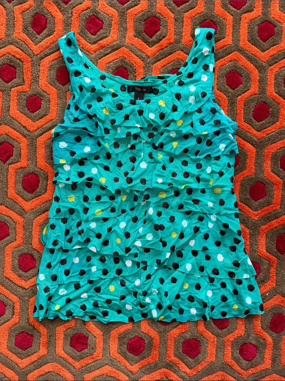 MAKE OFFER! Style & Co. Teal Ruffle Polka Dot Camisole Dress Small